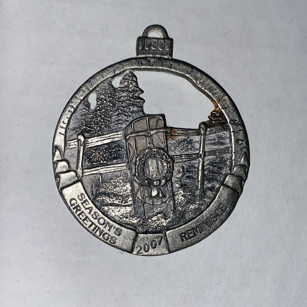 VTG Style 2007 Reminisce Magazine Pewter Collector Ornament Snow Sled